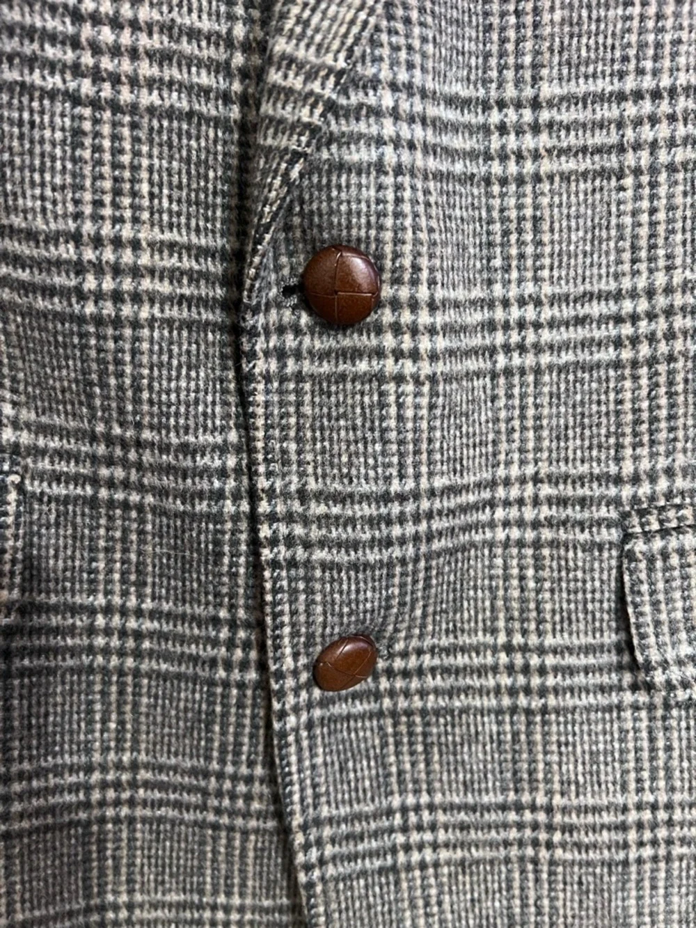 Vintage Lands End Direct Merchants Mens Glen Plaid Wool Camel Hair Blazer 41L
